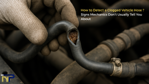 Close-Up View of a Clogged Car Hose with Brown Deposits